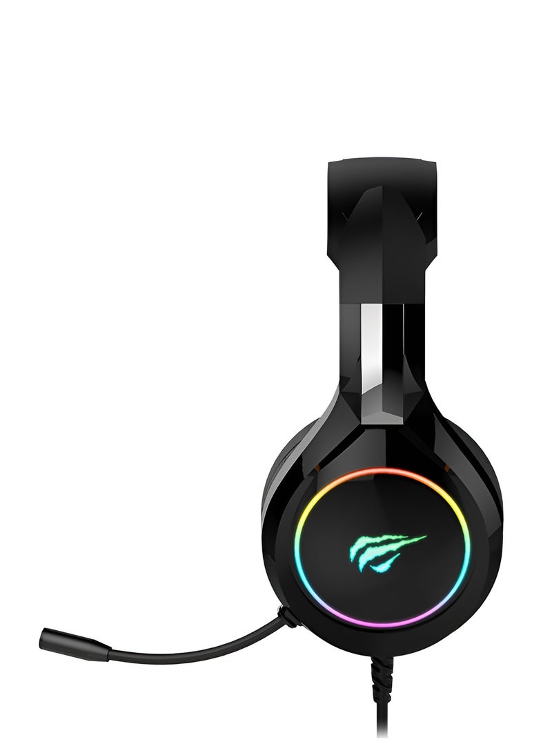 سماعة الألعاب HAVIT GAMENOTE HV-H2232d بإضاءة RGB، مكبر صوت 50 ملم، وتصميم مريح-اسود - Image 3