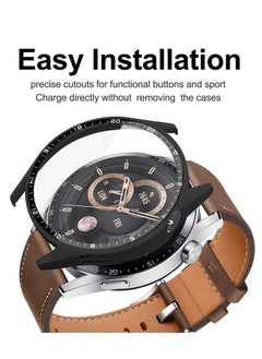 Y&D 2 Pack Cover Case with Tempered Glass Screen Protector Compatible for Huawei Watch GT3 46mm, 9H Hardness 360° All-Round Protective Ultra Thin PC Black  - Image 4