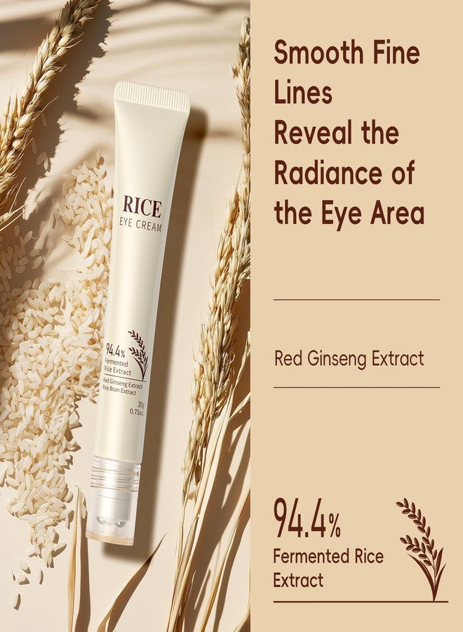 BEUKING Rice Eye Cream, Moisturizing Eye Roller with Rice Ginseng Extract, Smooth Light Weight Fast Absorption Non-sticky Reduces Fine Lines Puffiness Bags & Dark Circles - Image 2