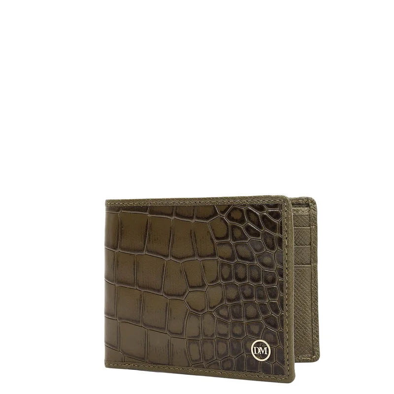 Da Milano  Military Green Bifold Leather Mens Wallet for Men | Best Price UAE