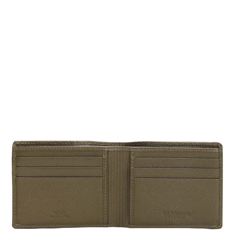 Da Milano Military Green Bifold Leather Mens Wallet