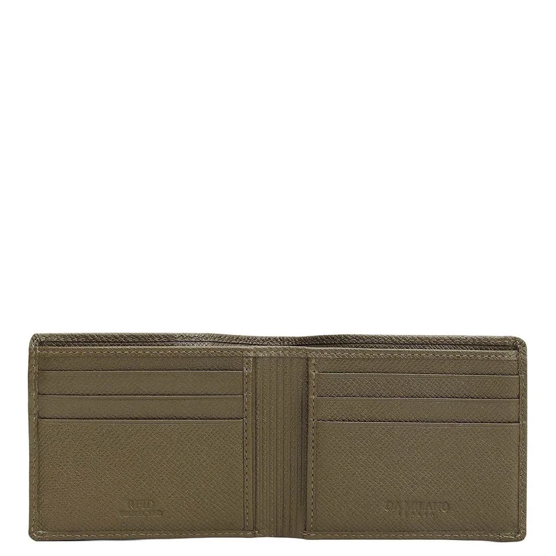 Da Milano Da Milano Men's Croco-Embossed Leather Bifold Wallet - Military Green (MW-10049)
