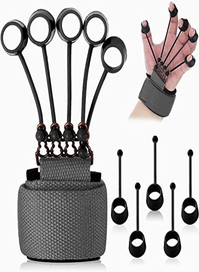 PRO365 Finger Gripper Exerciser Hand Strengthener, Finger Resistance Band Climbing Finger Strengthener Guitar Finger Stretcher Finger Extensor Strengthener (Tension 40LB) (Grey) - Image 1