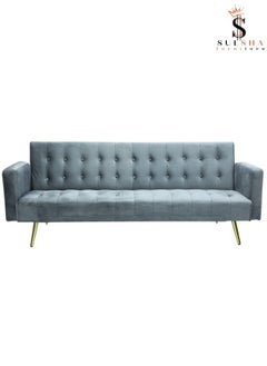 SULSHA Sulsha Modern Office Fabric Linen-Like Velvet Sofa Chair Loveseat Square Handrail Sofa Beds Hotel Leisure Sofa Set Couch Grey color  - Image 2