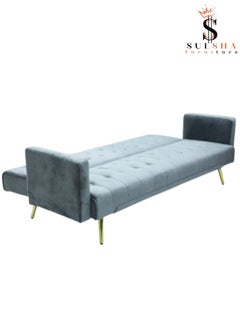 SULSHA Sulsha Modern Office Fabric Linen-Like Velvet Sofa Chair Loveseat Square Handrail Sofa Beds Hotel Leisure Sofa Set Couch Grey color  - Image 3