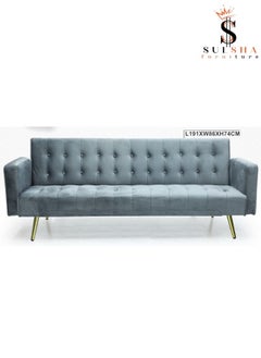 SULSHA Sulsha Modern Office Fabric Linen-Like Velvet Sofa Chair Loveseat Square Handrail Sofa Beds Hotel Leisure Sofa Set Couch Grey color  - Image 4