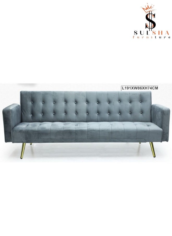SULSHA Sulsha Modern Office Fabric Linen-Like Velvet Sofa Chair Loveseat Square Handrail Sofa Beds Hotel Leisure Sofa Set Couch Grey color  - Image 4