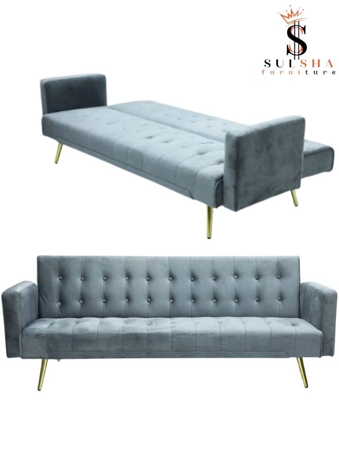 Sulsha Modern Office Fabric Linen-Like Velvet Sofa Chair Loveseat Square Handrail Sofa Beds Hotel Leisure Sofa Set Couch Grey color