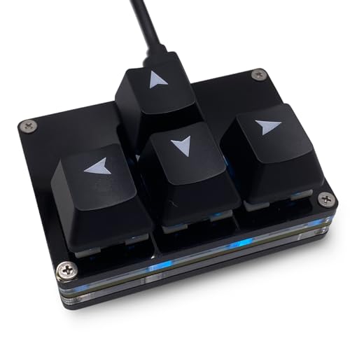 BTXETUEL Mini 4-Key Keypad WASD Arrow Key Keycaps Keyboard One-Handed Mechanical Gaming Keypad Programmable USB-C Customized Keyboard for Working or Gaming (Black, Arrow Keycaps 1) - Image 1