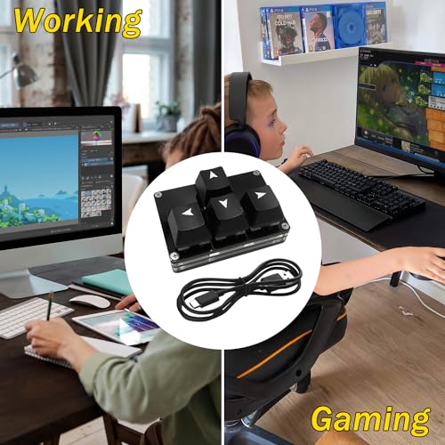 BTXETUEL Mini 4-Key Keypad WASD Arrow Key Keycaps Keyboard One-Handed Mechanical Gaming Keypad Programmable USB-C Customized Keyboard for Working or Gaming (Black, Arrow Keycaps 1) - Image 5