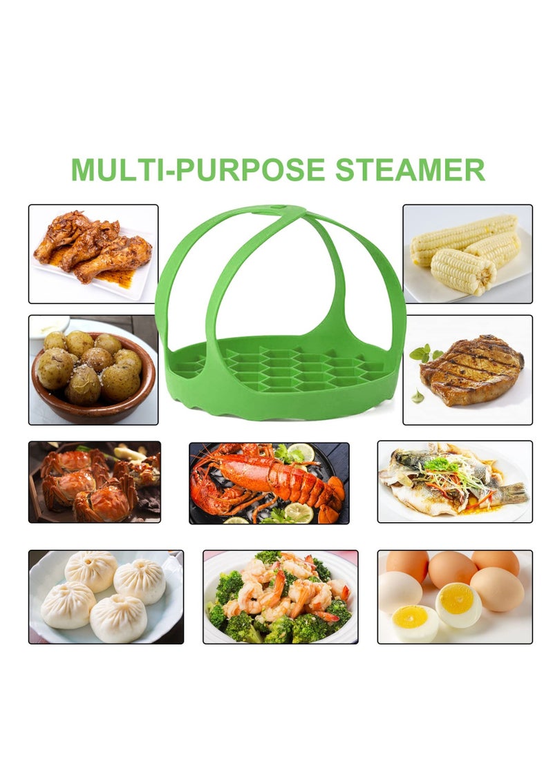 Excefore - Silicone Steamer Sling Portable Non-Stick Steamer Sling Anti-scalding Baking pan Lifting Steamer Rack Egg Steamer Rack and Baking Pan Sling 6 Qt /8 Qt Green 21x21x2.5 cm - Image 1