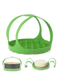 Silicone Steamer Sling Portable Non-Stick Steamer Sling Anti-scalding Baking pan Lifting Steamer Rack Egg Steamer Rack and Baking Pan Sling 6 Qt /8 Qt Green 21x21x2.5 cm
