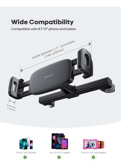 Lamicall Car Tablet Mount Headrest Tablet Holder Car Back Seat Travel Tablet Stand For Kids Compatible With Ipad Pro Air Mini Galaxy Tab Fire Hd 4.7 12.9 Inch Cell Phone Tablets And Devices Black  - Image 5