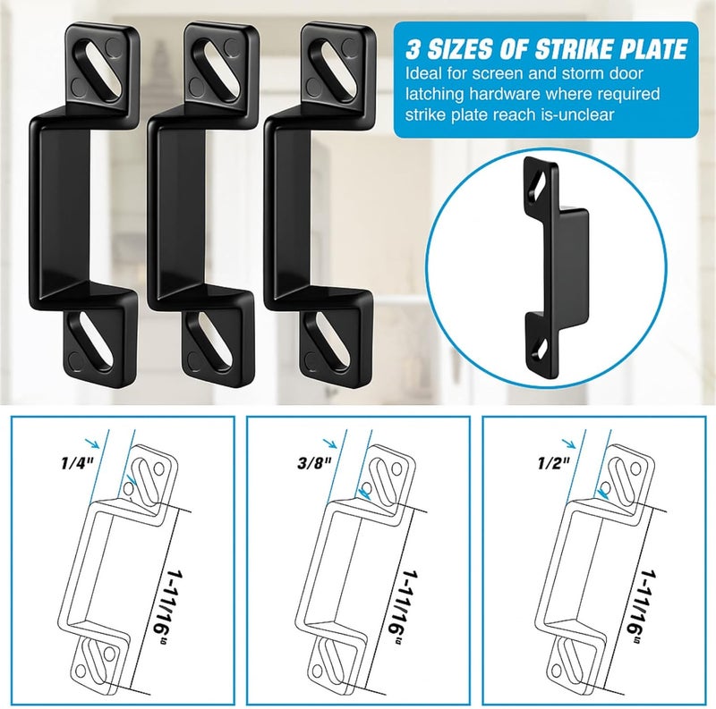 Avenuebool Screen Door Latch Replacement Kit Compatible with Prime-Line K 5148 1-11/16 in. Zinc Diecast Constructed Strike Plate Assortment for Storm and Screen Door Hardware (Black) - Image 2