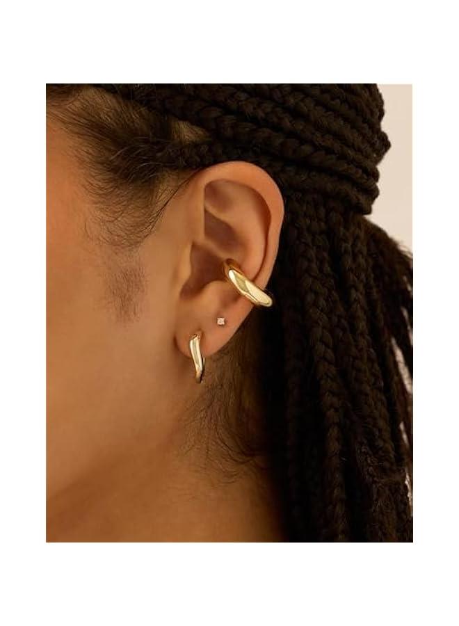 PAVOI 14K Gold Plated Chunky Tubular Hinged Earscape Ear Cuffs for Women | Statement Earring Pair - Image 2