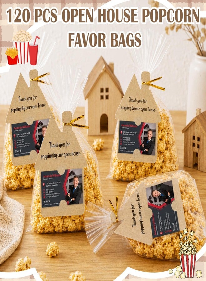 POWAWINI 120 Pcs Open House Gift for Real Estate Agent Supplies, Clear Popcorn Bags With Thank You for Popping Business Card for Candy, Cookies, and Snacks, Realtor Supplies Gifts for Homebuyers - Image 2