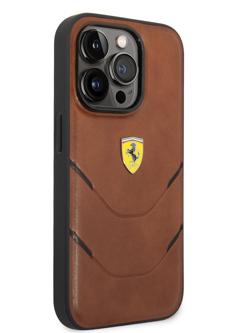 CG MOBILE Ferrari PU Hot Stamp Lines Hard Case for iPhone 14 Pro - Camel - Image 2
