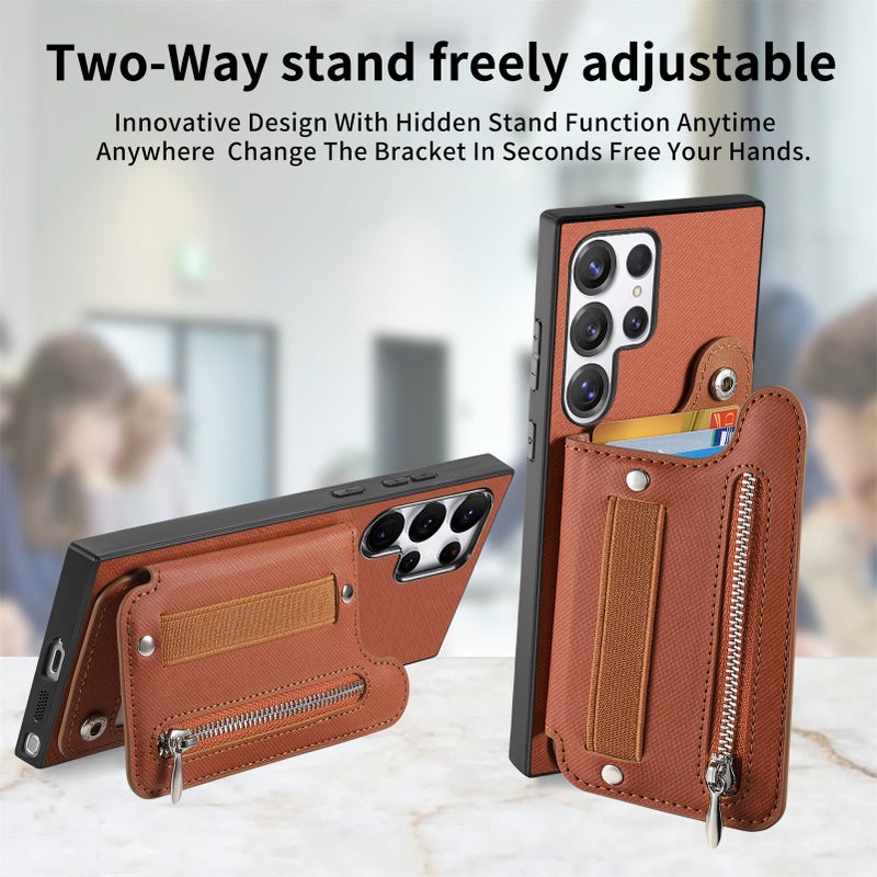Multifunctional Faux Leather Wallet Phone Case with Wrist Strap, Card Slot and Stand for Samsung Galaxy S26 Ultra, S25 FE, A57 - Shockproof Anti-Fingerprint Cover - Image 5