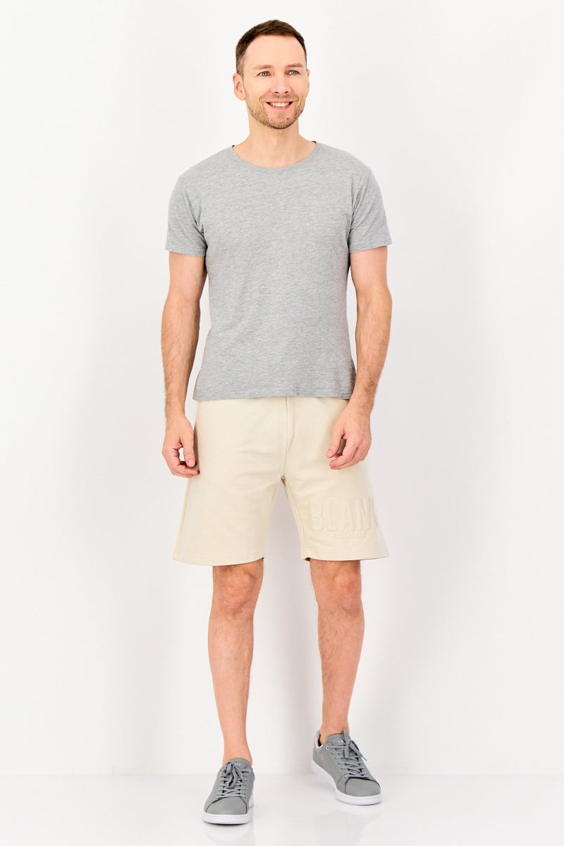 Blank Essentials Men Brand Logo Basic Shorts, Cream - Image 4