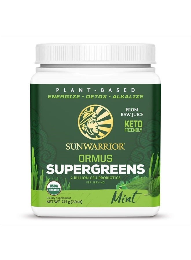 Sunwarrior Vegan Organic Greens Probiotic Powder | 2 Billion CFU Probiotics Organic Raw Juice Soy Free Gluten Free Dairy Free Sugar Free Kosher | Mint 45 Servings | Ormus Supergreens - Image 1