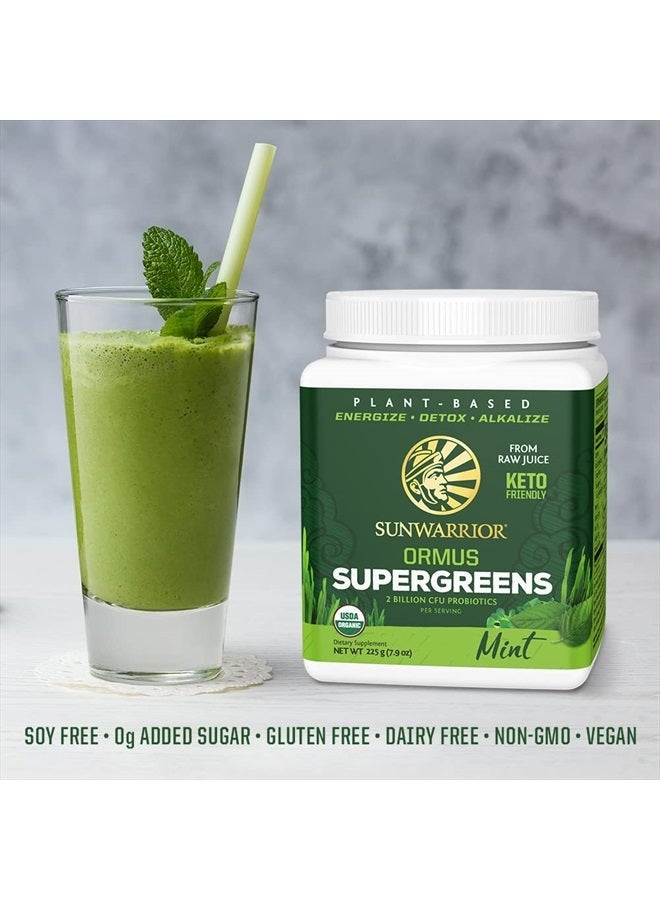 Sunwarrior Vegan Organic Greens Probiotic Powder | 2 Billion CFU Probiotics Organic Raw Juice Soy Free Gluten Free Dairy Free Sugar Free Kosher | Mint 45 Servings | Ormus Supergreens - Image 5