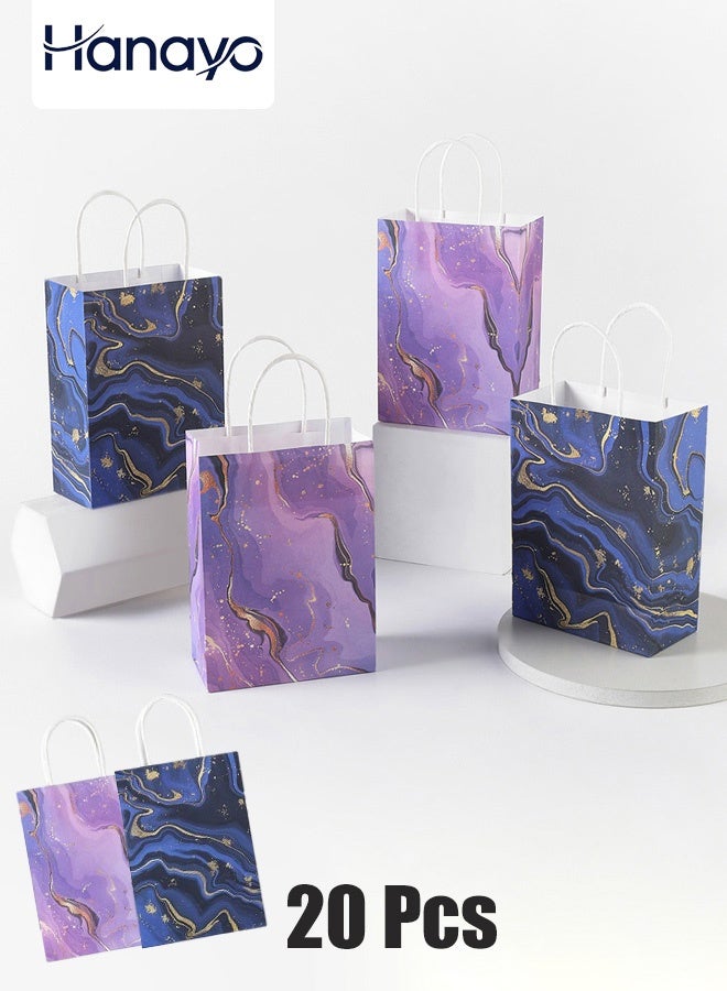 Hanayo 20 قطعة أكياس هدايا حقيبة ورقية خفيفة الوزن حقيبة تغليف تصميم أنيق أكياس تسوق قابلة لإعادة الاستخدام مناسبة لعيد الميلاد زفاف هدية نشاط توزيع يوم الحب (بنفسجي + أزرق) - Image 1