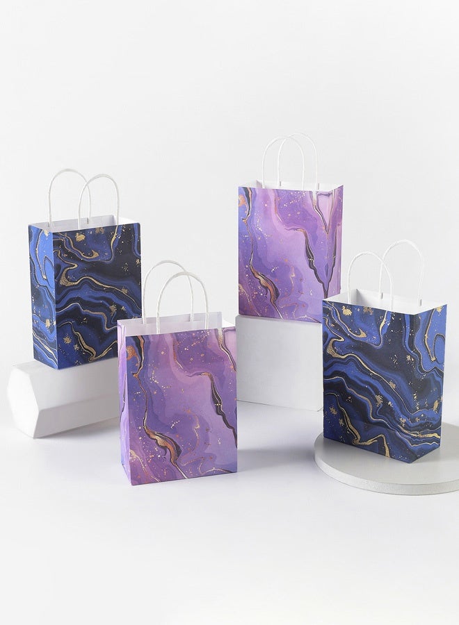 Hanayo 20 قطعة أكياس هدايا حقيبة ورقية خفيفة الوزن حقيبة تغليف تصميم أنيق أكياس تسوق قابلة لإعادة الاستخدام مناسبة لعيد الميلاد زفاف هدية نشاط توزيع يوم الحب (بنفسجي + أزرق) - Image 3