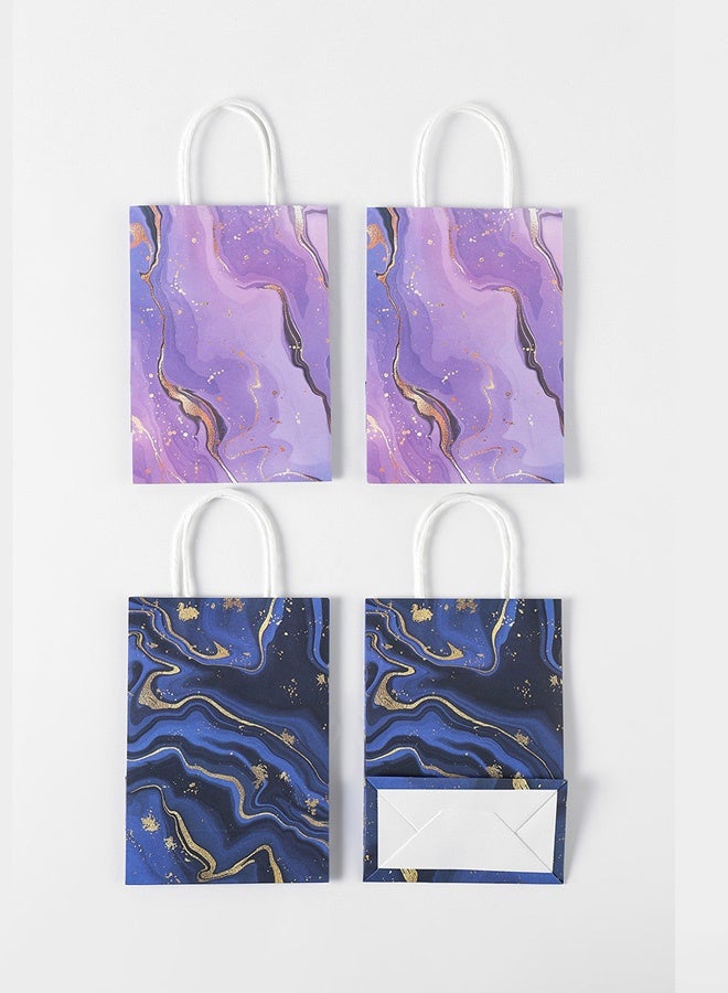 Hanayo 20 قطعة أكياس هدايا حقيبة ورقية خفيفة الوزن حقيبة تغليف تصميم أنيق أكياس تسوق قابلة لإعادة الاستخدام مناسبة لعيد الميلاد زفاف هدية نشاط توزيع يوم الحب (بنفسجي + أزرق) - Image 4