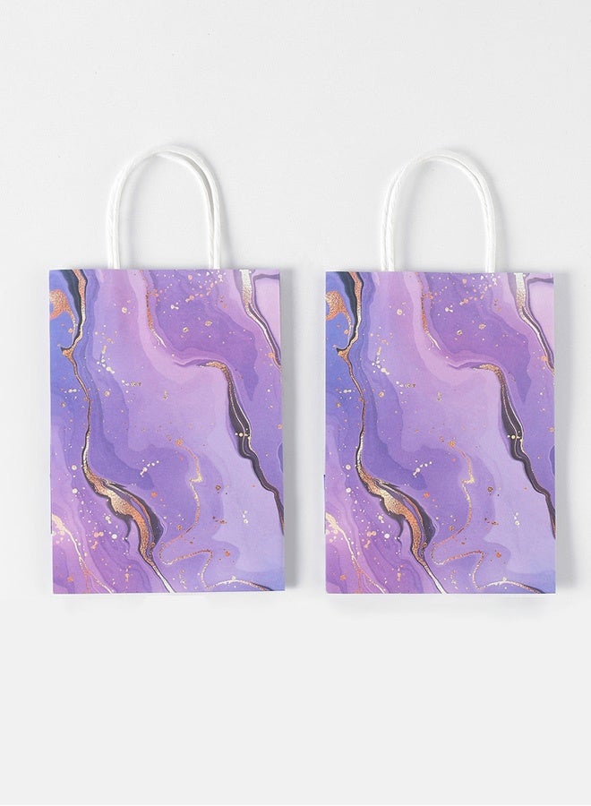 Hanayo 20 قطعة أكياس هدايا حقيبة ورقية خفيفة الوزن حقيبة تغليف تصميم أنيق أكياس تسوق قابلة لإعادة الاستخدام مناسبة لعيد الميلاد زفاف هدية نشاط توزيع يوم الحب (بنفسجي + أزرق) - Image 5