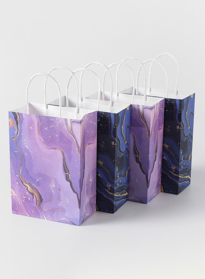 Hanayo 20 قطعة أكياس هدايا حقيبة ورقية خفيفة الوزن حقيبة تغليف تصميم أنيق أكياس تسوق قابلة لإعادة الاستخدام مناسبة لعيد الميلاد زفاف هدية نشاط توزيع يوم الحب (بنفسجي + أزرق) - Image 2