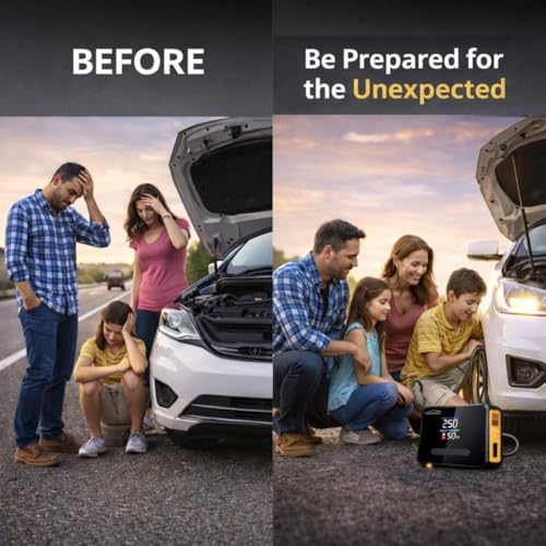 YOURKARTS.COM 2-in-1 Car Jump Starter & Tyre Inflator – 8000mAh Emergency Power Bank, 12V 1000A Peak Output, Dual USB Charging, LED Flashlight, 60W Air Compressor (CX-319) - Image 3