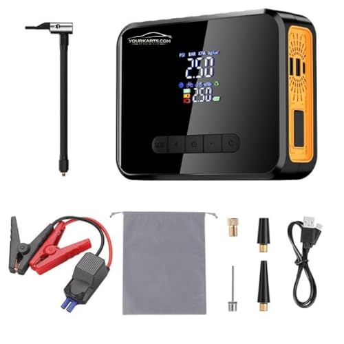 YOURKARTS.COM 2-in-1 Car Jump Starter & Tyre Inflator – 8000mAh Emergency Power Bank, 12V 1000A Peak Output, Dual USB Charging, LED Flashlight, 60W Air Compressor (CX-319) - Image 1