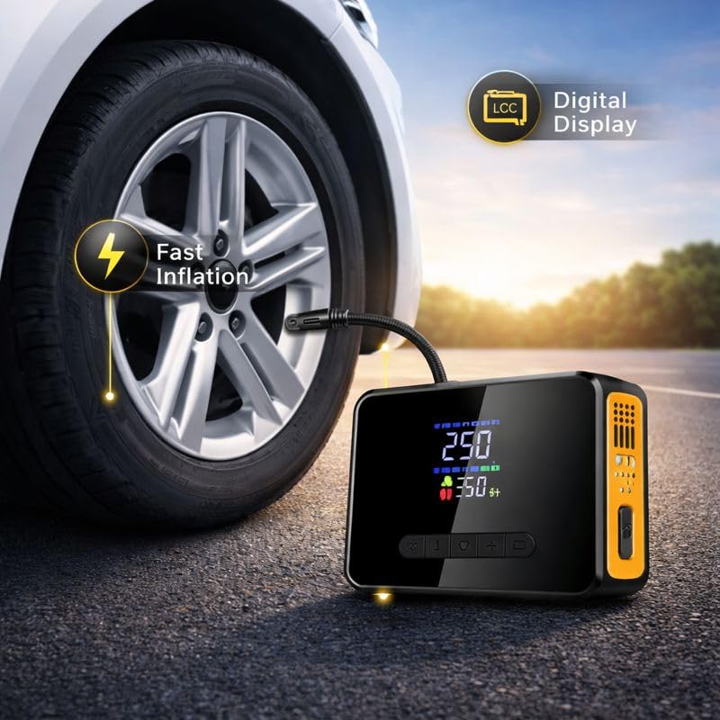YOURKARTS.COM 2-in-1 Car Jump Starter & Tyre Inflator – 8000mAh Emergency Power Bank, 12V 1000A Peak Output, Dual USB Charging, LED Flashlight, 60W Air Compressor (CX-319) - Image 5