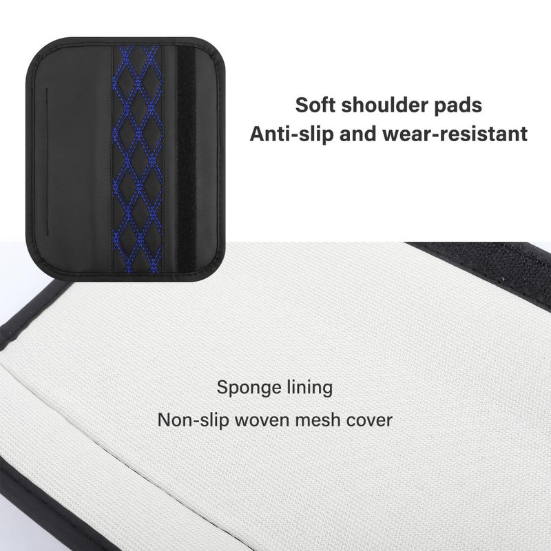 wedfish 2PCS Car Seat Belt Cover Pads,Leather Seatbelt Covers Protect Shoulder and Neck Car Accessories Interior,Universal Car Seat Strap Pads Car Decorations for Most Cars Trucks (Black/Blue) - Image 4