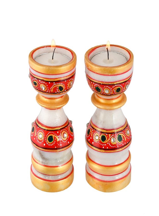 CRAFTAM Marble Tealight Décor Candle Holder Candle Stand with 2 Tea Light Candles (Set of 2) - Image 5