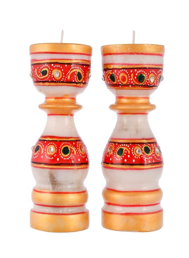 CRAFTAM Marble Tealight Décor Candle Holder Candle Stand with 2 Tea Light Candles (Set of 2) - Image 3