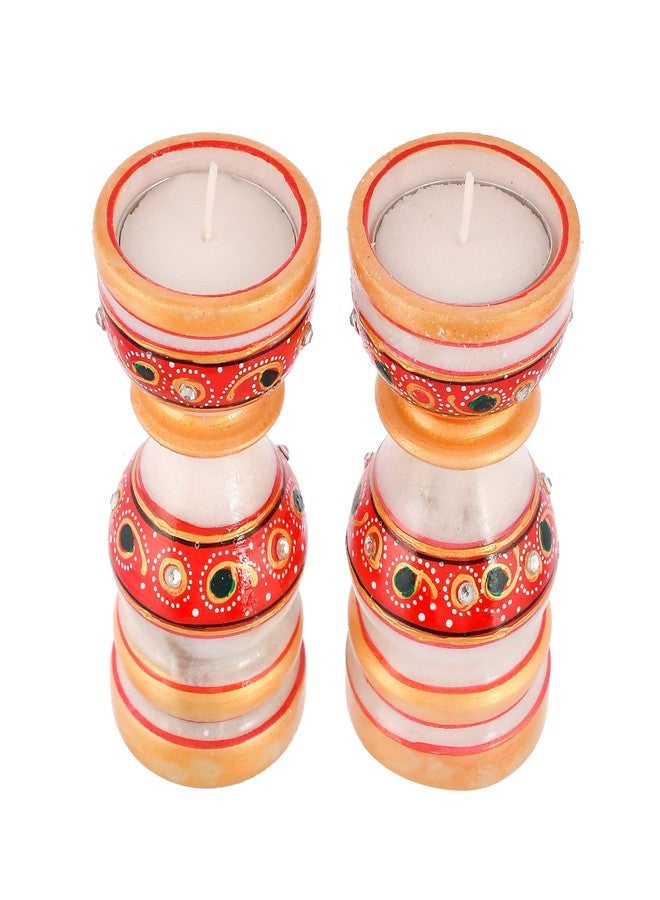 CRAFTAM Marble Tealight Décor Candle Holder Candle Stand with 2 Tea Light Candles (Set of 2) - Image 4