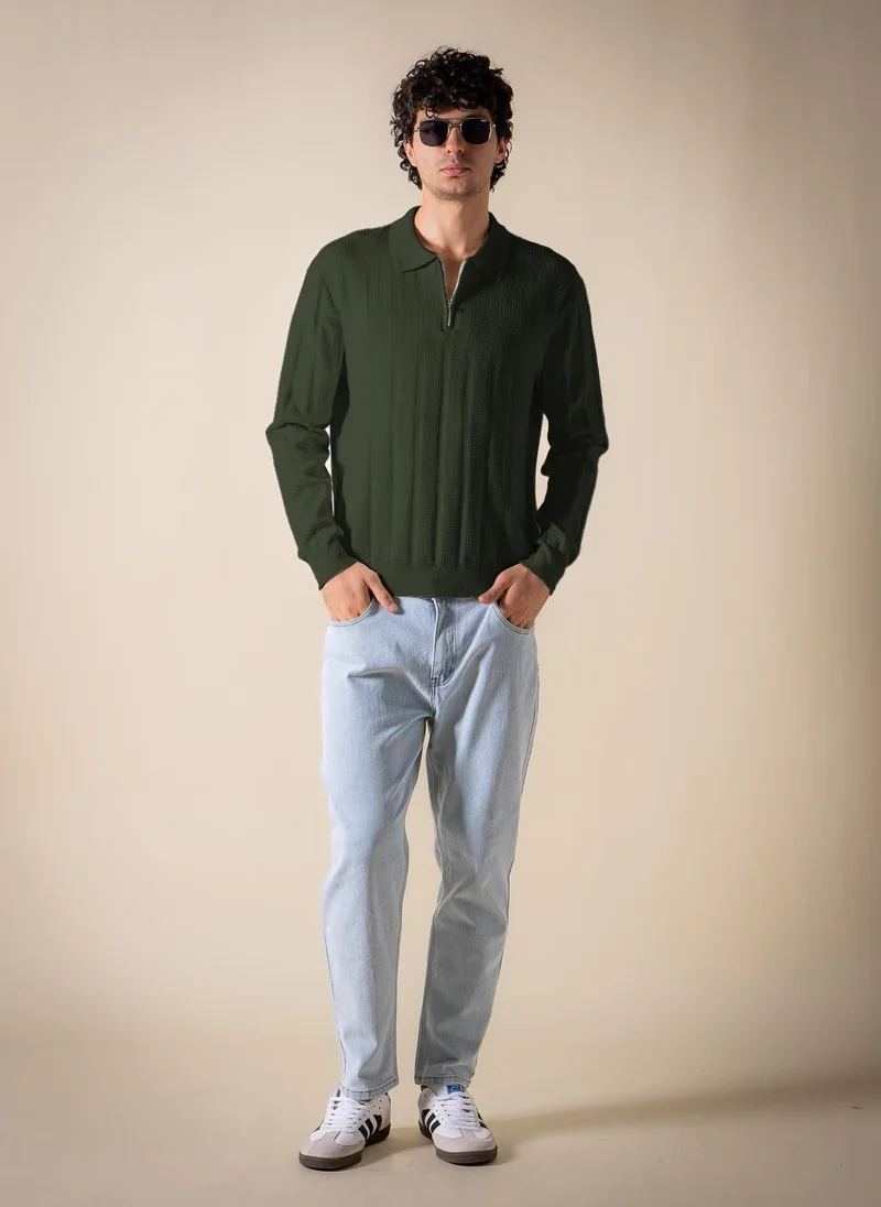 Shapes Green ZIPPER DETAIL POLO SHIRT for Men | Best Price UAE