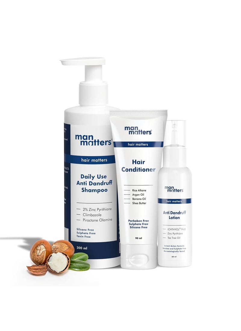Man Matters Man Matters Daily Use AntiDandruff Kit  Dandruff Removal Lotion Daily Use AntiDandruff Shampoo  Conditioner 350ml  Targets Dandruff  Relieves Scalp Irritation  - Image 1