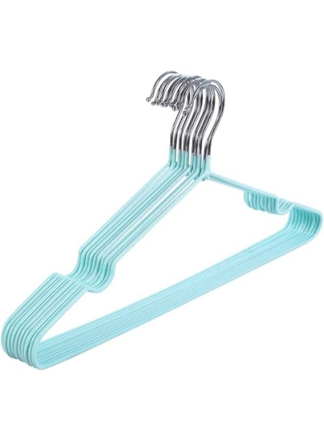 SAQOWARE 10 Pcs Non-Slip Stainless Steel Hangers with Powder Coated | Metal Hangers, Slim Space Saving Design, Strong and Durable Garment Hangers for Suits, Jackets, Pants and Clothing Care Asorted colours 