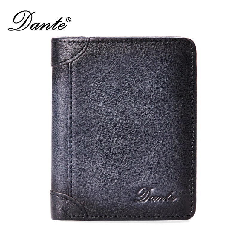 Blue Gray Anti-Theft Leather Wallet with Gift Box
