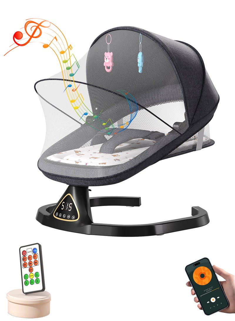 xunujrtu New Large Reclining Baby Swing,Baby Rocker for Infants With Remote Control And Bluetooth playing music,Baby Sleeping Cradle with Mosquito Net - Image 1