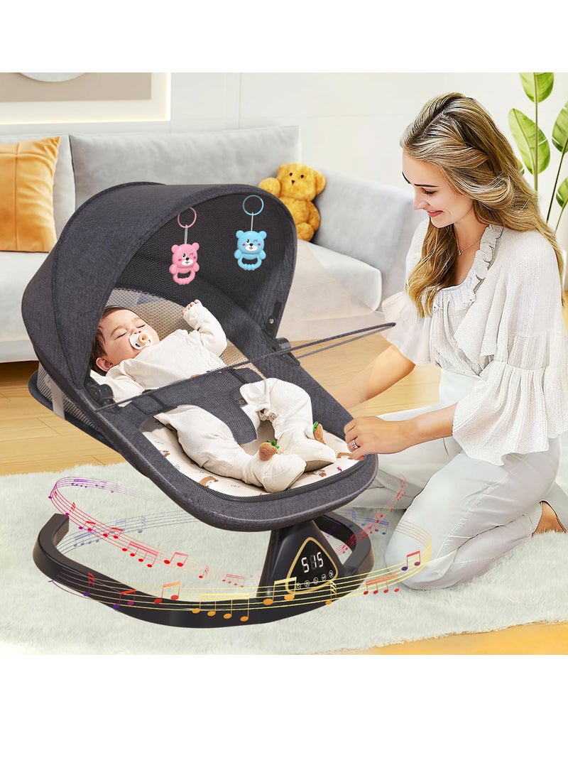 xunujrtu New Large Reclining Baby Swing,Baby Rocker for Infants With Remote Control And Bluetooth playing music,Baby Sleeping Cradle with Mosquito Net - Image 2