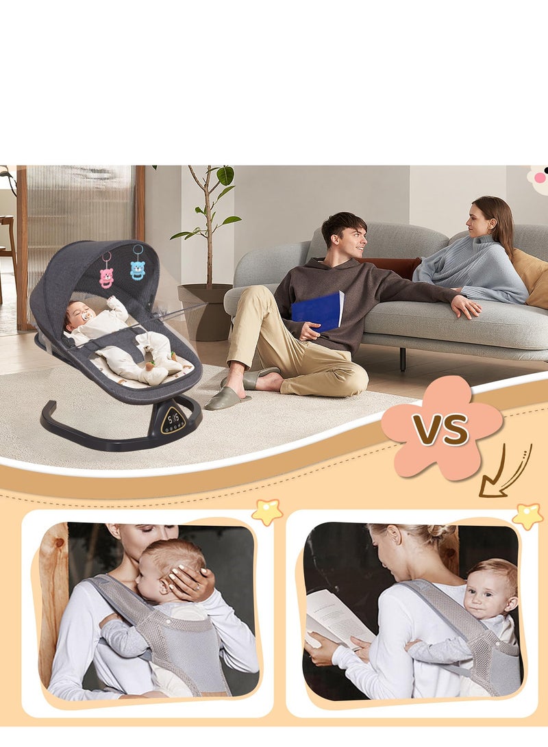 xunujrtu New Large Reclining Baby Swing,Baby Rocker for Infants With Remote Control And Bluetooth playing music,Baby Sleeping Cradle with Mosquito Net - Image 5