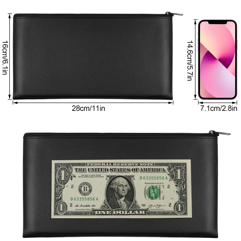 Joyberg 2 Pieces Money Bag,11x6.1 Inch Money Bags With Zipper for Cash, Bank Bag, Money Pouch, Money Holder for Cash, Coins, Cosmetics, Bills, Tool - Image 2