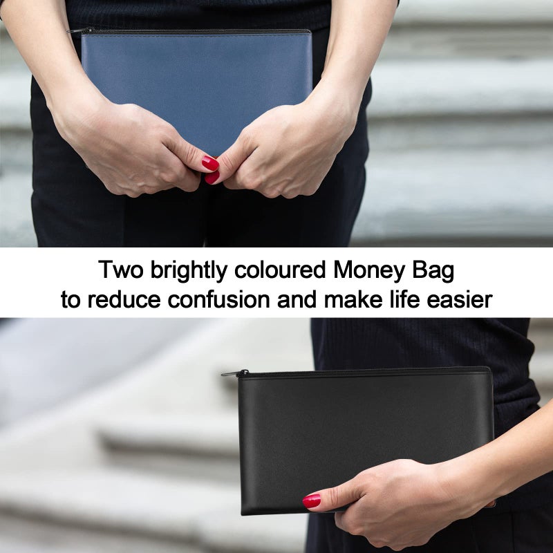 Joyberg 2 Pieces Money Bag,11x6.1 Inch Money Bags With Zipper for Cash, Bank Bag, Money Pouch, Money Holder for Cash, Coins, Cosmetics, Bills, Tool - Image 3
