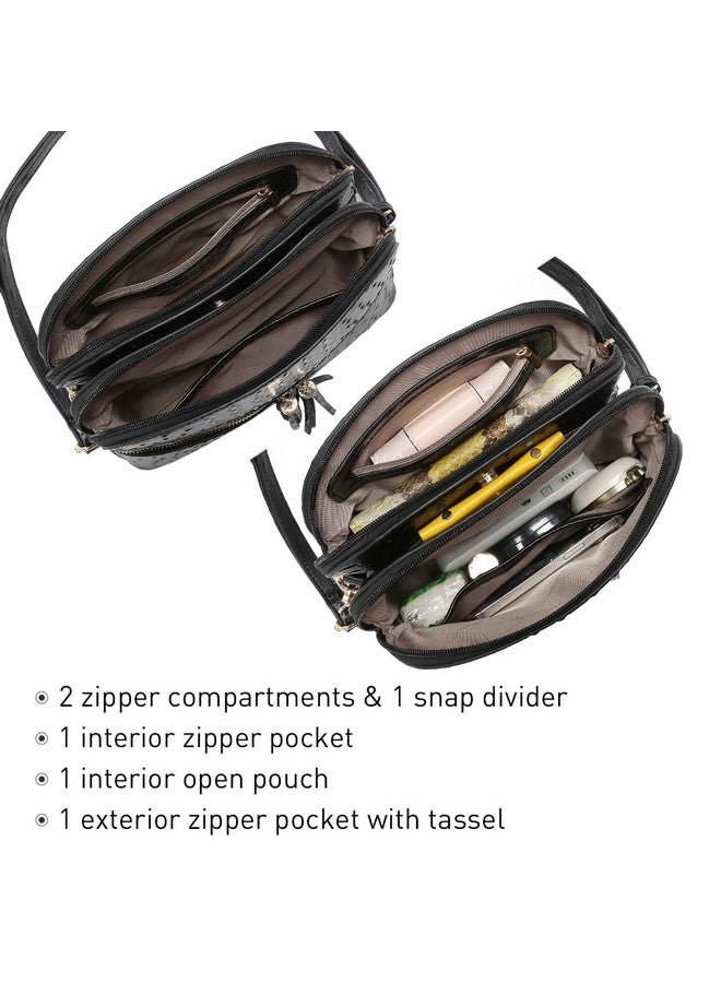 داسين حقيبة كروس بودي نسائية بجيوب متعددة وسحّاب وحقيبة كتف عصرية للسفر مع جيوب متعددة (أسود نعام) - Image 5