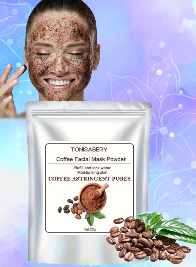 TONISABERY Coffee Facial Mask Powder Peel Off Face Mask Refill and Lock Water Moisturizing Skin Coffee Astringent Pores Cool Oil Control Tighten Pores and Repair Redness and Dry Itching 20g - Image 1