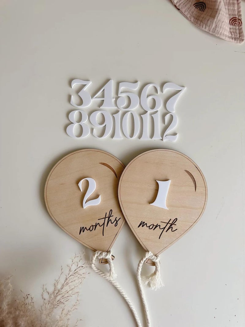 Haoser Air Balloon Wooden Baby Milestone | Boho Baby Milestone | Props for Babies Photo| Monthly Prop Marker Babies Growth | Props for Photoshoot| - Image 5