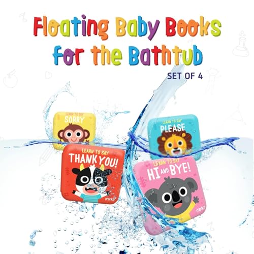 merka Baby Bath Books for Toddlers 4 Pack Waterproof Bathtime Books Bath Toys Floatable in Bathtub Learn to Say Thank You Sorry Hi Bye Please - Image 5